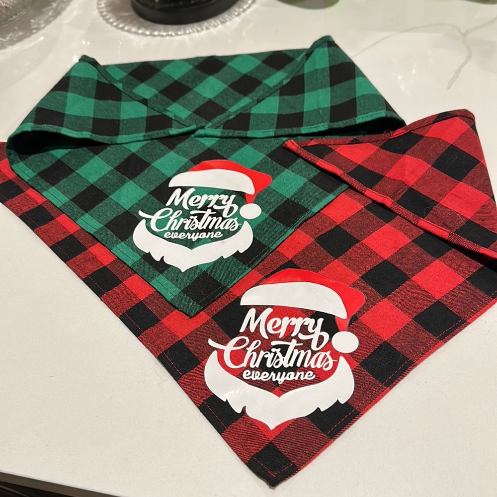 🐶 Dog Holiday Scarves 🐶 Set of 2 - Merry Christmas Everyone